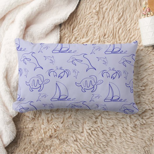 Zeeen en zeilboot één lijntrekpatroon kussen (Deken)