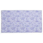 Zeeen en zeilboot één lijntrekpatroon kussensloop (Voorkant-Rechts)