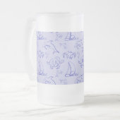 Zeeen en zeilboot één lijntrekpatroon matglas bierpul (Voorkant links)