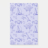 Zeeen en zeilboot één lijntrekpatroon post-it® notes (Voorkant)