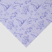 Zeeen en zeilboot één lijntrekpatroon tissuepapier (Detail)