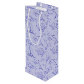 Zeeen en zeilboot één lijntrekpatroon wijn cadeautas (Achterkant Gekanteld)