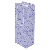 Zeeen en zeilboot één lijntrekpatroon wijn cadeautas (Voorkant Gekanteld)