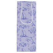 Zeeen en zeilboot één lijntrekpatroon wijn cadeautas (Voorkant)