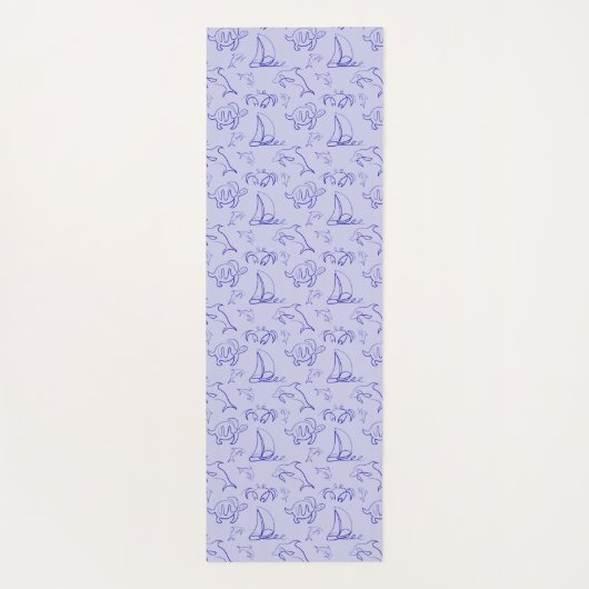 Zeeen en zeilboot één lijntrekpatroon yogamat (Achterkant)