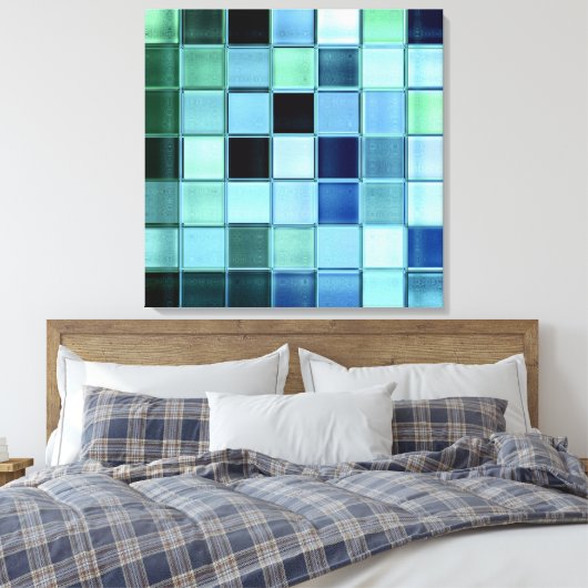 Zeeen glas Aquamarijn Mozaïek Art Wrapped Canvas (Insitu (Slaapkamer))