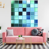 Zeeen glas Aquamarijn Mozaïek Art Wrapped Canvas Afdruk (Insitu (Woonkamer))