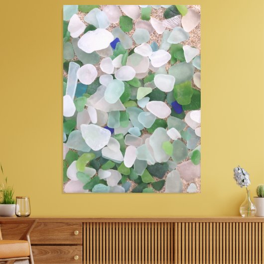 Zeeen glazen strand poster canvas afdruk (Insitu (Woonkamer))