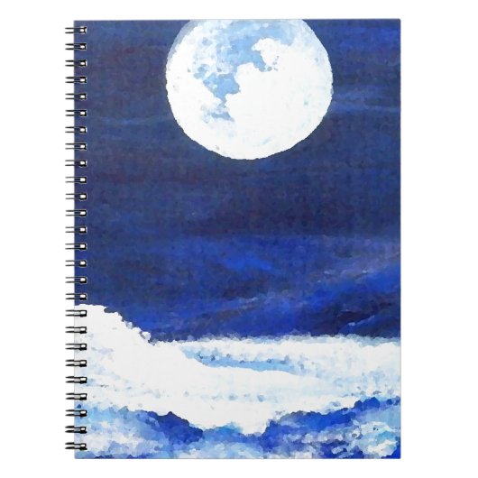 Zeeen golven onder een volle moonzee notitieboek (Voorkant)