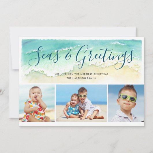 Zeeen & Greetings Beach Photo Holiday Card Kaart (Voorkant)