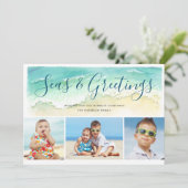 Zeeen & Greetings Beach Photo Holiday Card Kaart (Staand voorkant)