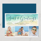 Zeeen & Greetings Beach Photo Holiday Card Kaart (Voorkant / Achterkant)