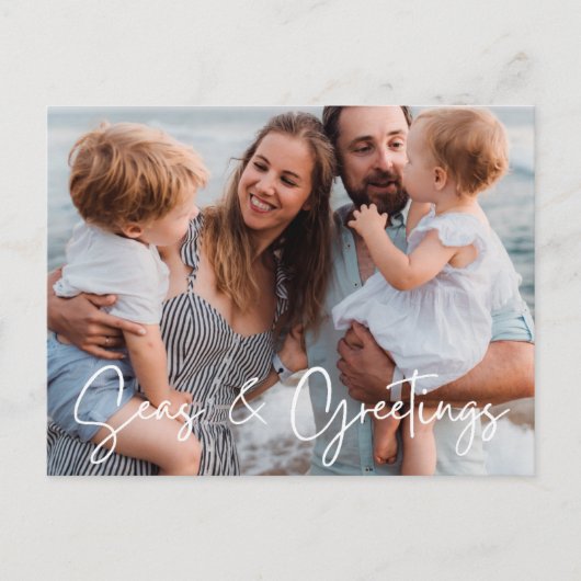 Zeeën & Groet Familie Florida Strand Foto Feestdagenkaart (Voorkant)