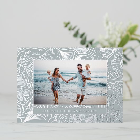 Zeeën & Groet Oceaan Zeeleven Foto Folie Feestdagenkaart (Staand Voorkant)