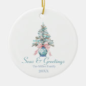 Zeeen & Groeten Chinoiserie Driftwood Christmas Keramisch Ornament (Voorkant)