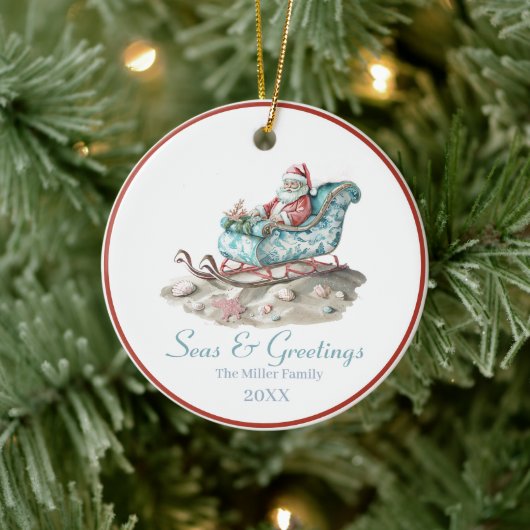 Zeeen & Groeten Chinoiserie Santa Christmas Keramisch Ornament (Boom)