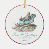 Zeeen & Groeten Chinoiserie Santa Christmas Keramisch Ornament (Voorkant)