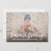 Zeeen & Groeten Foto Kerst Strand Hout Feestdagenkaart (Voorkant)
