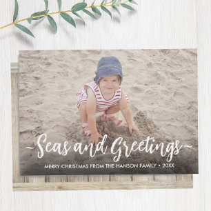 Zeeen & Groeten Foto Kerst Strand Hout Feestdagenkaart