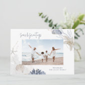 Zeeen & Groeten Kust Vakantie Fotokaart Feestdagenkaart (Staand voorkant)