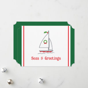 Zeeen & groeten Nautical Pun Holiday Card White Feestdagenkaart