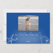 Zeeen & Groeten Navy Blue Foto Strand Zeester Feestdagenkaart (Achterkant)