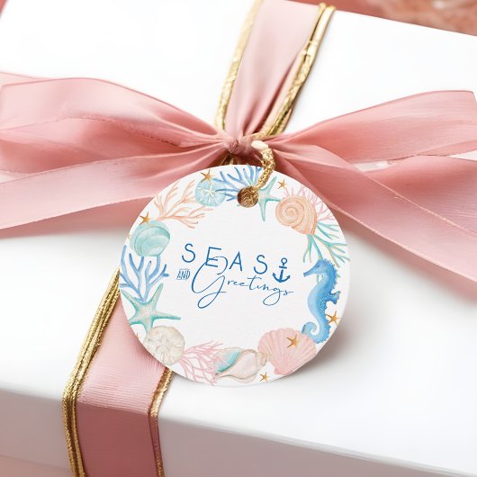 Zeeen & Groeten Ocean Waterverf Seashell Krans Bedankjes Labels