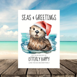 Zeeën & Groeten Otter Kerstman Kust Kerstmis Feestdagenkaart
