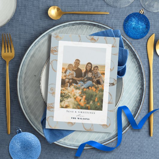 Zeeen & groeten Schuine Vakblauwe Vakantie Fotokaa Kaart