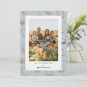 Zeeen & groeten Schuine Vakblauwe Vakantie Fotokaa Kaart (Staand voorkant)