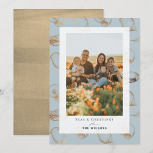 Zeeen & groeten Schuine Vakblauwe Vakantie Fotokaa Kaart