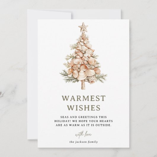 Zeeen & Groeten Shell Tree Christmas Feestdagenkaart (Voorkant)