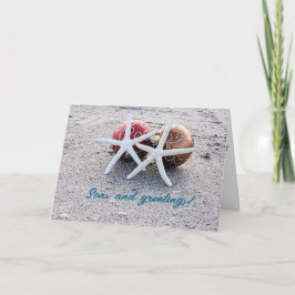 Zeeen & Groeten strand thema gevouwen kerst Kaart