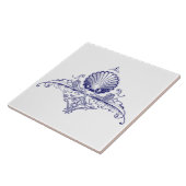 Zeeen hell Ornament Frieze Blauw & Wit Tegeltje (Zijkant)