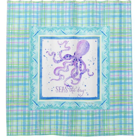Zeeen het Dag Octopus Beach Ocean Bathroom Decor Douchegordijn (Voorkant)
