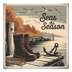 Zeeen Het Seizoen  Nautische Herfst Ontwerp Foto Afdruk
