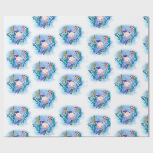 Zeeen in de Cute Ocean Animals Cadeaupapier (Vlak)