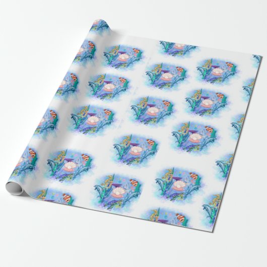 Zeeen in de Cute Ocean Animals Cadeaupapier (Uitgerold)