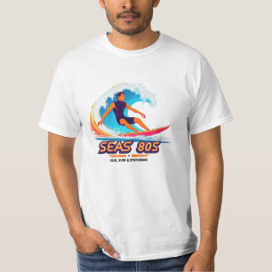 Zeeen in de jaren 80 - Retro Surfer Power Wave T-s T-shirt