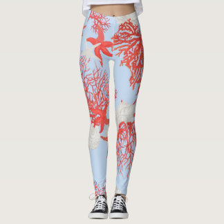 Zeeen koraal Leggings – Luxe oceaan geïnspireerde