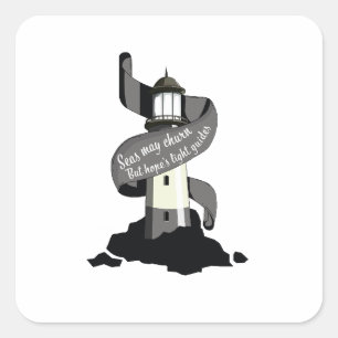 Zeeën kunnen woeden, maar het licht van de hoop le vierkante sticker