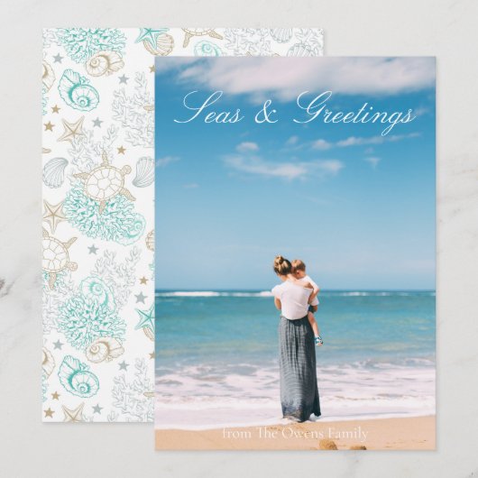 Zeeen Liefde Zee & Groeten Ocean Photo Flat Kaart (Voorkant / Achterkant)