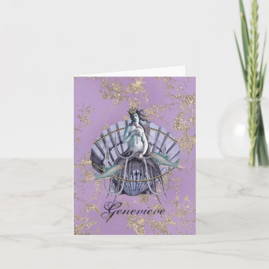  Zeeen met inkuiling Paars en Gold Note-kaarten Notitiekaartje (Voorkant)