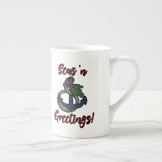Zeeen 'N Greetings. | Nautische kerst Porselein Kop (Rechts)