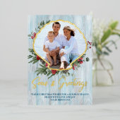 Zeeen N Greetings Seashell kerstfoto Gold Folie Feestdagenkaart (Staand Voorkant)