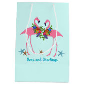 Zeeen n Groeten Roze Flamingo's Kerst Medium Cadeauzakje (Achterkant)