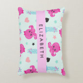 Zeeen, octopus, kwallen, harten, Jouw naam Accent Kussen (Voorkant(Verticaal))
