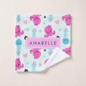 Zeeen, octopus, kwallen, harten, Jouw naam Bad Handdoek (Wasdoekje)