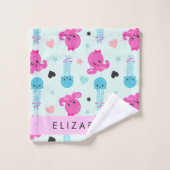 Zeeen, octopus, kwallen, harten, Jouw naam Bad Handdoek (Wasdoekje)