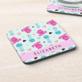 Zeeen, octopus, kwallen, harten, Jouw naam Bier Onderzetter (Linkerzijde)